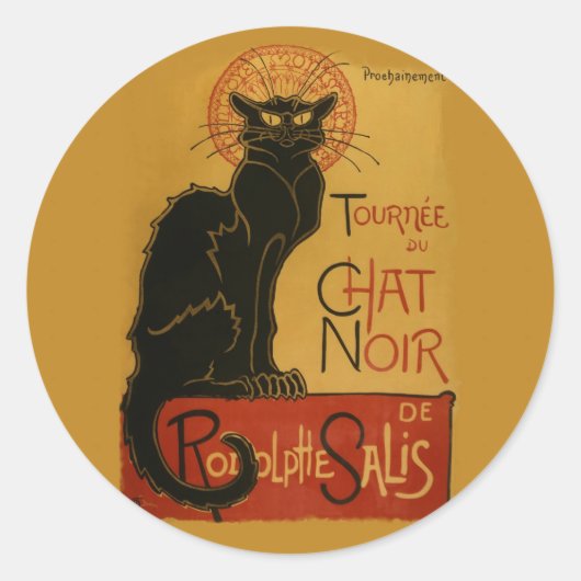Tournee de Chat Noir Black Cat Runder Aufkleber (Vorderseite)