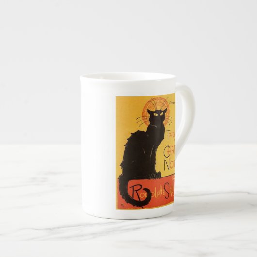 Tournée du Chat Noir, Steinlen schwarze Katze Porzellantasse (Vorderseite Rechts)