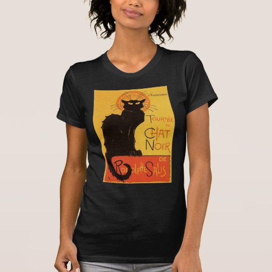 Tournée du Chat Noir, Steinlen schwarze Katze T-Shirt (Vorderseite)
