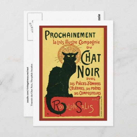 Tournée du Chat Noir, Theophile Steinlen Postkarte (Vorne/Hinten)