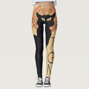 Tournee du Chat Noir Vintag Black Cat Art Nouveau Leggings