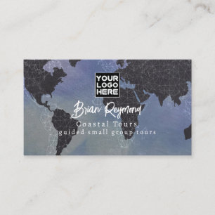 Tours World Map Blue Visitenkarte