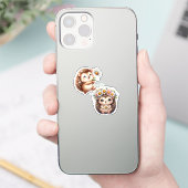 Tow cuteRomantic Floral Hedgehog Duo Illustration Aufkleber (Telefon)