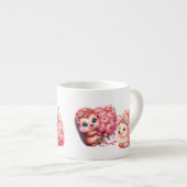  Tow cuteRomantic Floral Hedgehog Duo Illustration Espressotasse (Vorderseite Rechts)