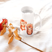 Tow cuteRomantic Floral Hedgehog Duo Illustration Espressotasse