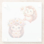 Tow cuteRomantic Floral Hedgehog Duo Illustration Glasuntersetzer (Rückseite)