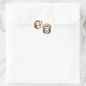 Tow cuteRomantic Floral Hedgehog Duo Illustration Runder Aufkleber (Tasche)