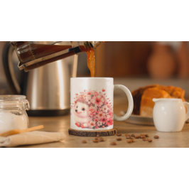  Tow cuteRomantic Floral Hedgehog Duo Illustration Tasse