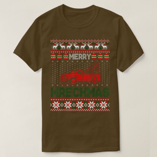 Tow Truck Driver Gifts Funy Ugly Christmas Merry W T-Shirt (Design vorne)