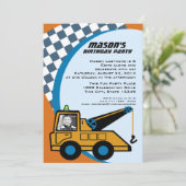 Tow Truck Geburtstag mit Foto Einladung (Stehend Vorderseite)