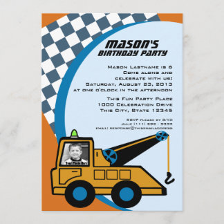 Tow Truck Geburtstag mit Foto Einladung