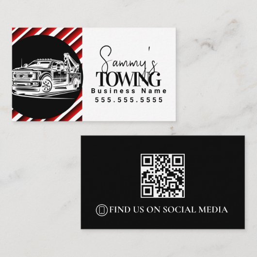 Tow Truck Services QR Code Logo Visitenkarte (Vorne/Hinten)