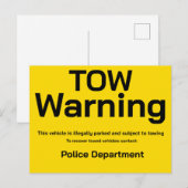Tow warning postkarte (Vorne/Hinten)
