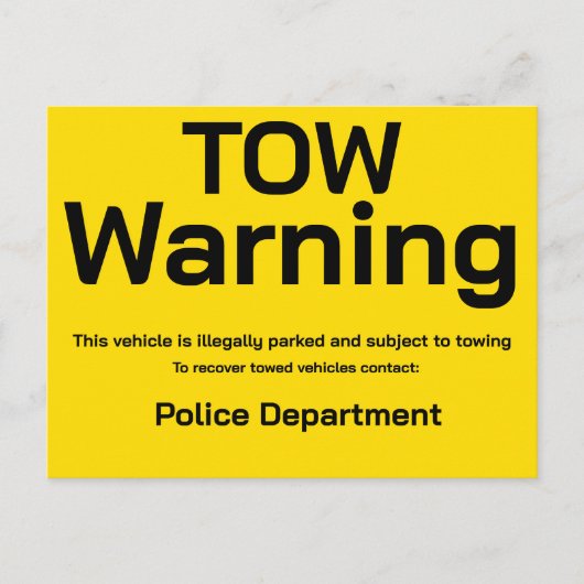 Tow warning postkarte (Vorderseite)