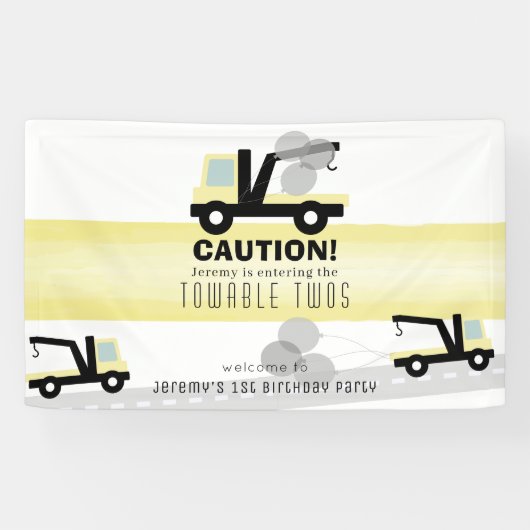 Towable Twos Wrecker 2. Geburtstagsbanner Banner (Horizontal)