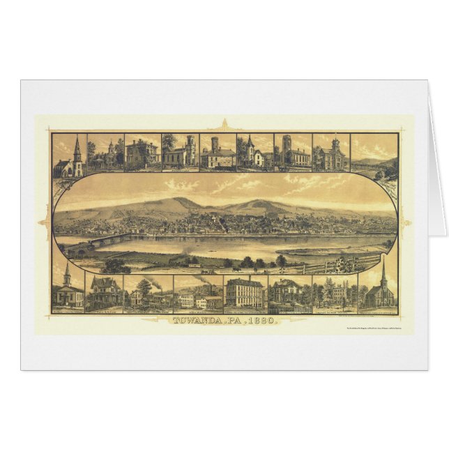 Towanda, PA Panorama-Map - 1880 (Vorderseite (Horizontal))