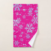 Towel Set, Bright Fuchsia Snowflakes Badhandtuch Set (Handtuch)
