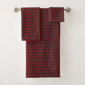 Towel set with a red and black checkered pattern