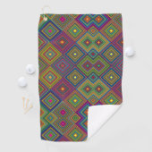 Towel with a vibrant geometric pattern  golfhandtuch (Insitu)