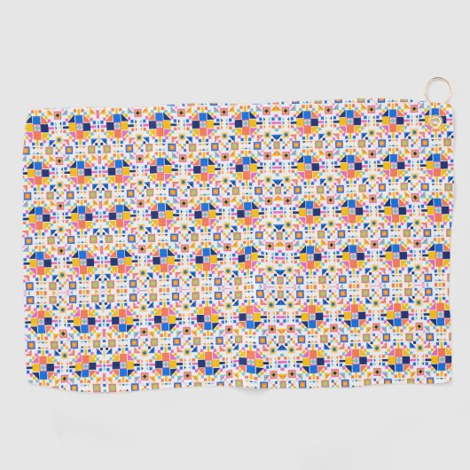 Towel with intricate, colorful geometric pattern golfhandtuch (Horizontal)
