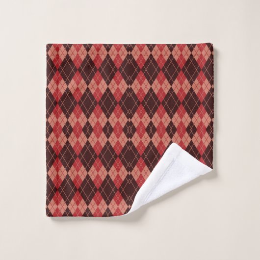 Towels with a red and black argyle pattern badhandtuch set (Waschlappen)