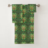 Towels with a vibrant tree of life pattern  badhandtuch set