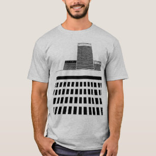 Tower-Block-Windows-Muster in Schwarz und Weiß T-Shirt