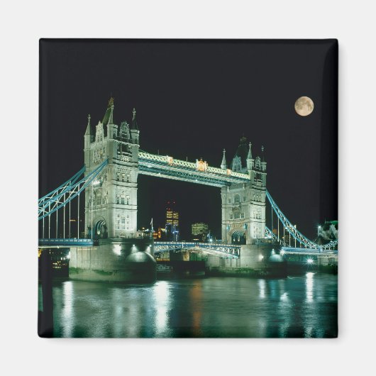 Tower Bridge at Night, London, England Magnet (Vorne)