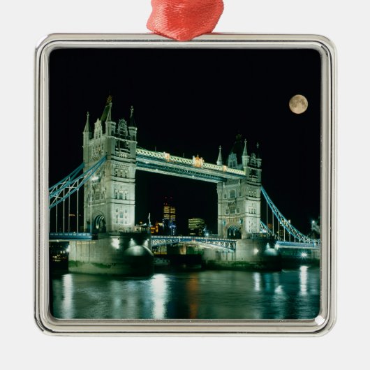 Tower Bridge at Night, London, England Silbernes Ornament (Vorne)