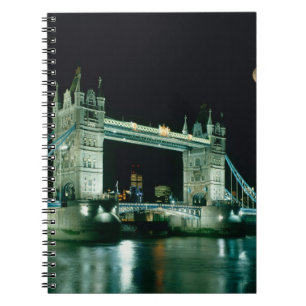Tower Bridge bei Nacht, London, England Notizblock
