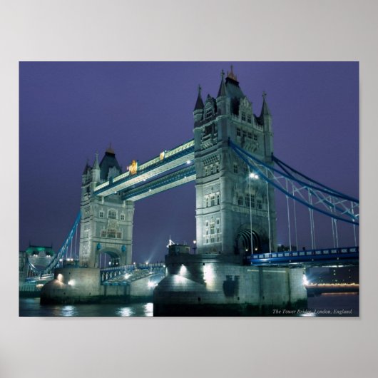 Tower Bridge bei Nacht, London, England Poster (Vorne)