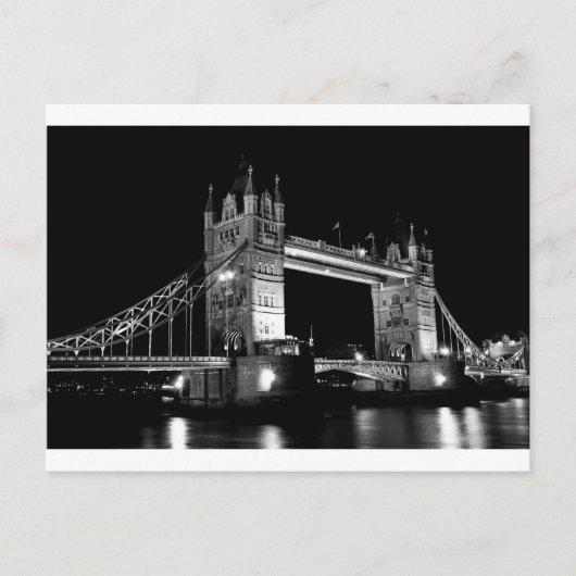 Tower Bridge bei Nachtschwarz-weiß-Bild Postkarte (Vorderseite)