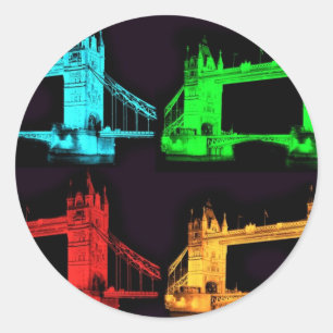 Tower Bridge Collage Runder Aufkleber