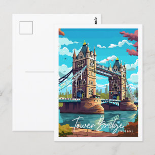 Tower Bridge England Vintage-Reiseillustration Postkarte