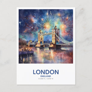 Tower Bridge Fireworks - Save the Date in England Postkarte
