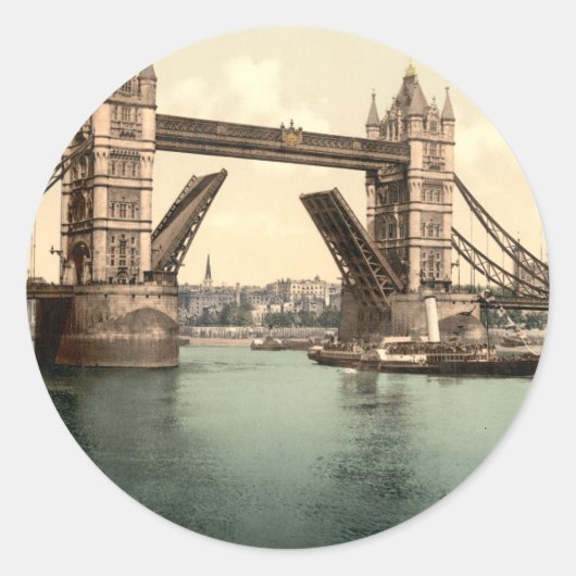 Tower Bridge I, London, England Runder Aufkleber (Vorderseite)