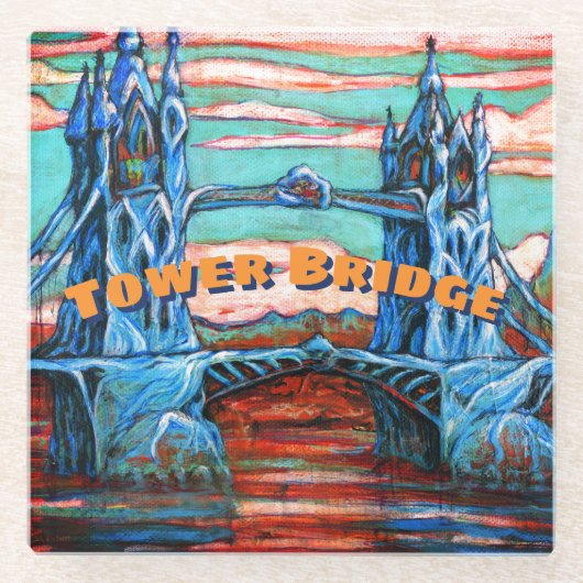 Tower Bridge in einer Fantasiestadt wachsen Glasuntersetzer (Vorderseite)