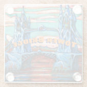 Tower Bridge in einer Fantasiestadt wachsen Glasuntersetzer (Rückseite)