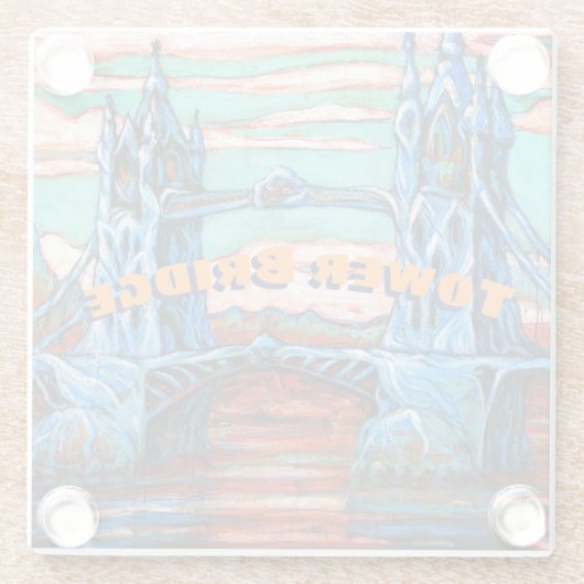 Tower Bridge in einer Fantasiestadt wachsen Glasuntersetzer (Rückseite)