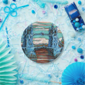 Tower Bridge in einer Fantasiestadt wachsen Pappteller (Party)