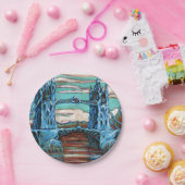 Tower Bridge in einer Fantasiestadt wachsen Pappteller (Party)