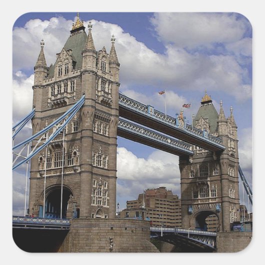 Tower Bridge in London Quadratischer Aufkleber (Vorderseite)