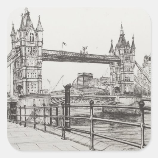 Tower Bridge London 2006 Quadratischer Aufkleber (Vorderseite)