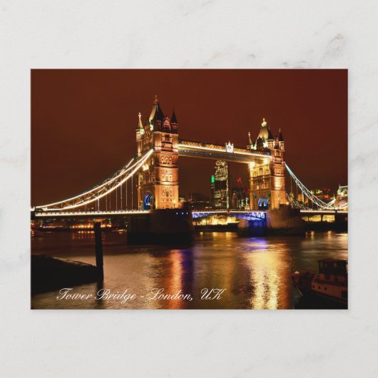 Tower Bridge, London at Night, England / Liebe Ver Postkarte (Vorderseite)