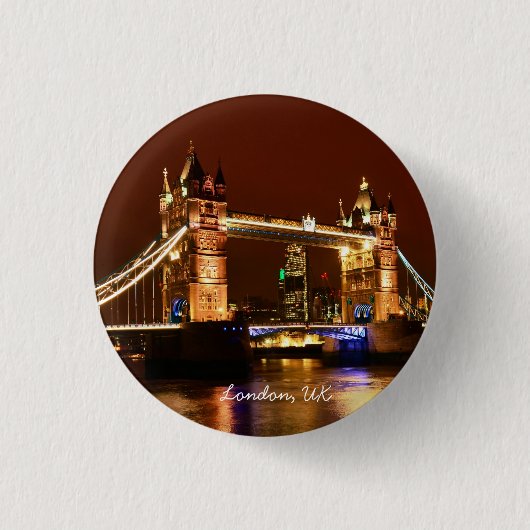 Tower Bridge, London at Night, England (UK) Button (Vorderseite)