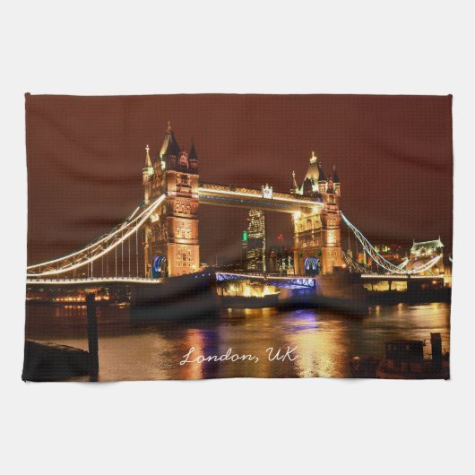 Tower Bridge, London at Night, England (UK) Geschirrtuch (Horizontal)