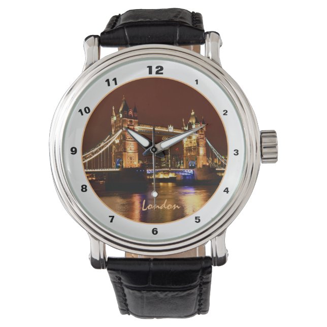 Tower Bridge, London at Night, England (UK) watch Armbanduhr (Vorderseite)