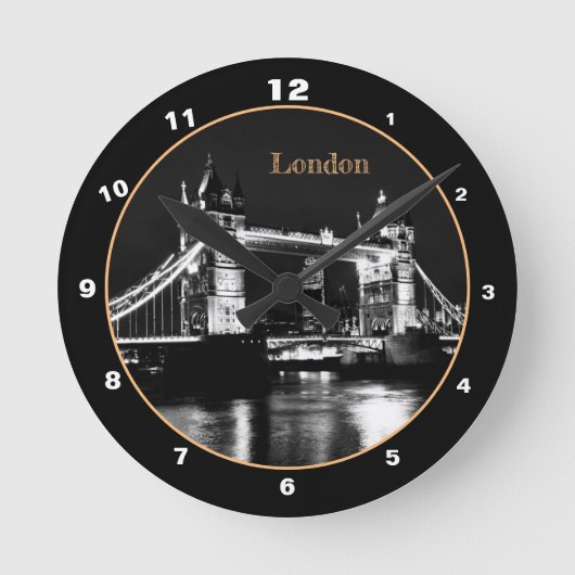 Tower Bridge & London bei Night England /British B Runde Wanduhr (Vorderseite)