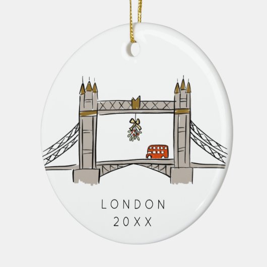 Tower Bridge London Double Decker Weihnachtsfest F Keramik Ornament (Links)