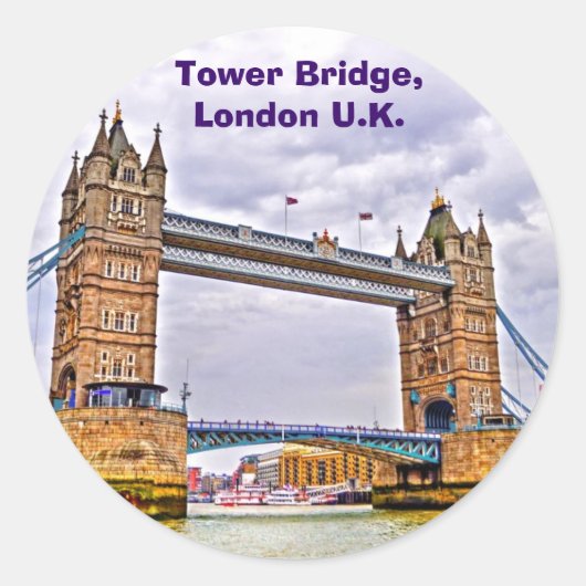 Tower Bridge London, England Art Design Runder Aufkleber (Vorderseite)